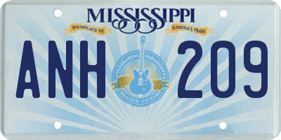 MS license plate ANH209