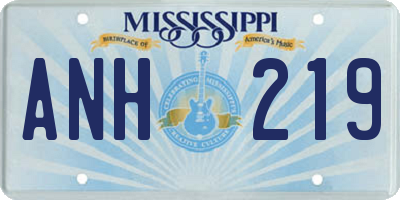 MS license plate ANH219