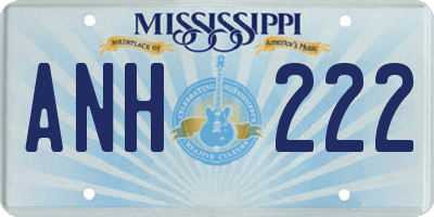 MS license plate ANH222