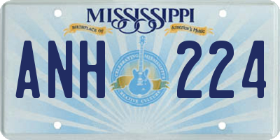 MS license plate ANH224