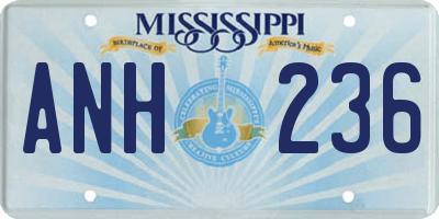 MS license plate ANH236
