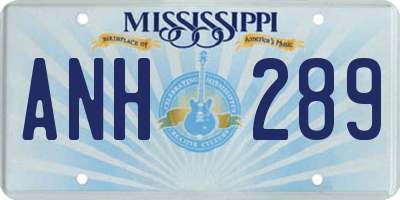 MS license plate ANH289