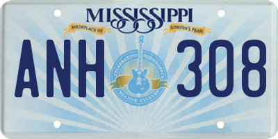 MS license plate ANH308