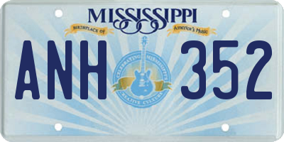 MS license plate ANH352