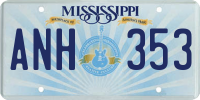 MS license plate ANH353