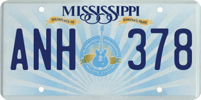 MS license plate ANH378