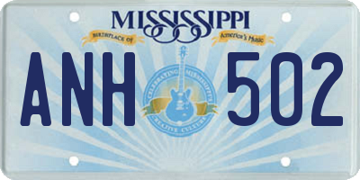 MS license plate ANH502