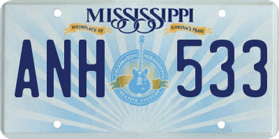 MS license plate ANH533