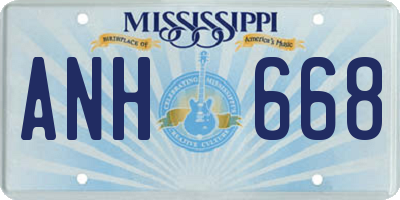 MS license plate ANH668