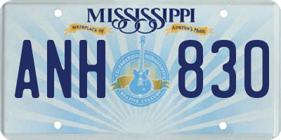 MS license plate ANH830