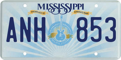 MS license plate ANH853