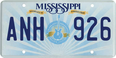MS license plate ANH926