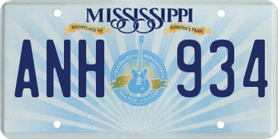 MS license plate ANH934