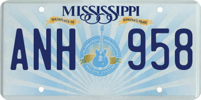 MS license plate ANH958