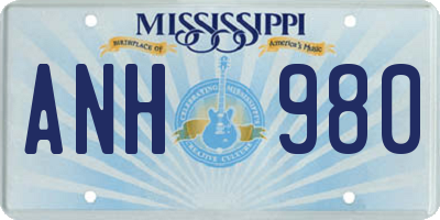 MS license plate ANH980