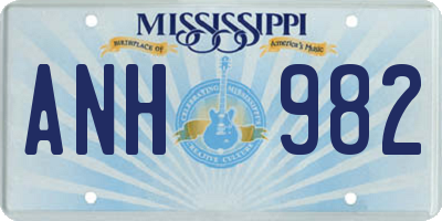 MS license plate ANH982