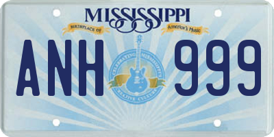 MS license plate ANH999