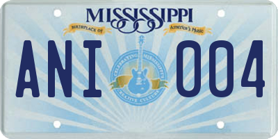 MS license plate ANI004