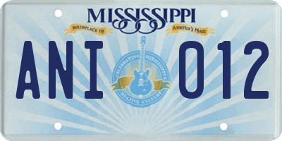 MS license plate ANI012