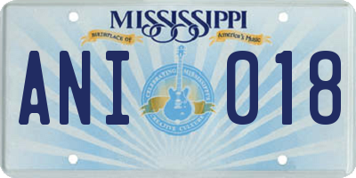 MS license plate ANI018