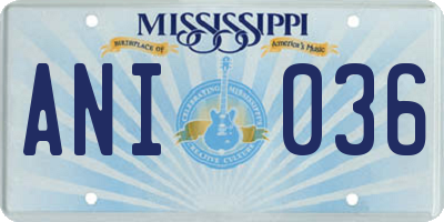 MS license plate ANI036