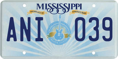 MS license plate ANI039