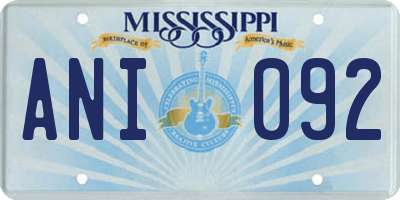 MS license plate ANI092