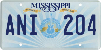 MS license plate ANI204