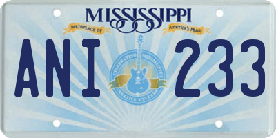 MS license plate ANI233
