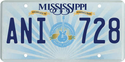 MS license plate ANI728