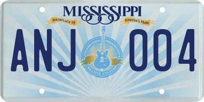 MS license plate ANJ004
