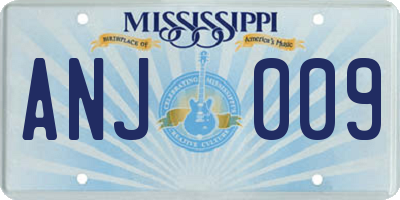 MS license plate ANJ009