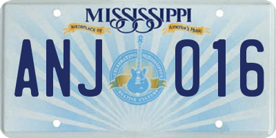 MS license plate ANJ016