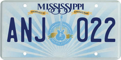 MS license plate ANJ022