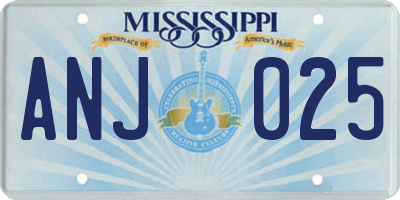 MS license plate ANJ025