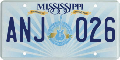 MS license plate ANJ026