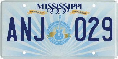 MS license plate ANJ029