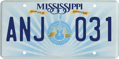 MS license plate ANJ031