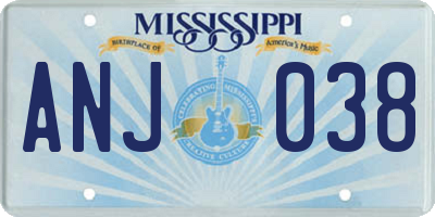 MS license plate ANJ038