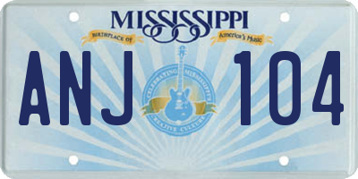 MS license plate ANJ104