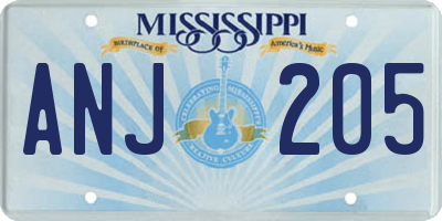 MS license plate ANJ205