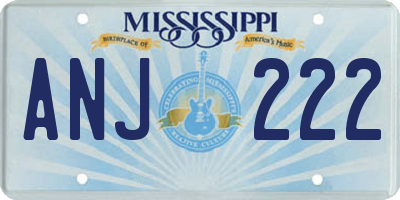 MS license plate ANJ222