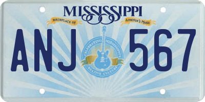 MS license plate ANJ567
