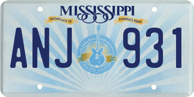 MS license plate ANJ931