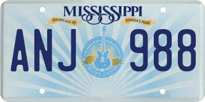 MS license plate ANJ988