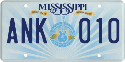 MS license plate ANK010