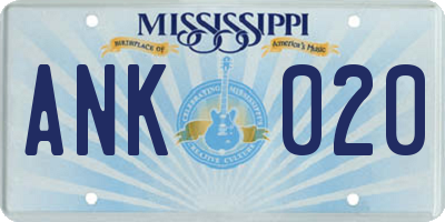 MS license plate ANK020