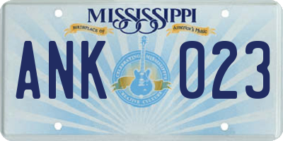 MS license plate ANK023