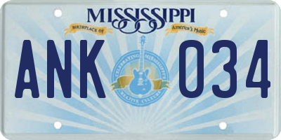 MS license plate ANK034