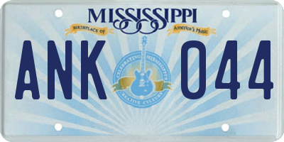 MS license plate ANK044